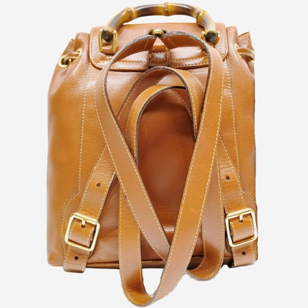 Gucci Brown Leather Bamboo Mini Backpack - Picture 2 of 9